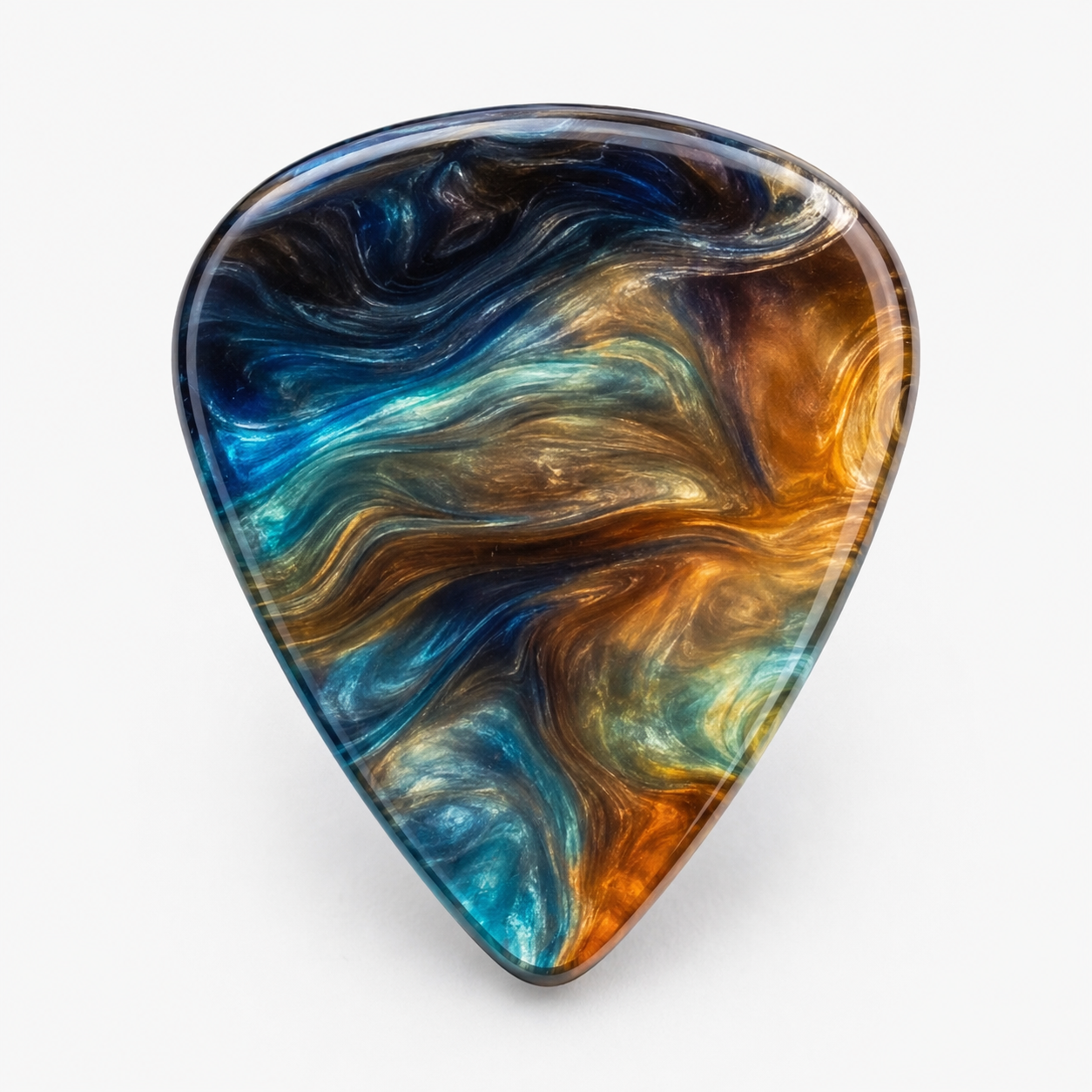 Boutique resin guitar pick with purple swirl pattern